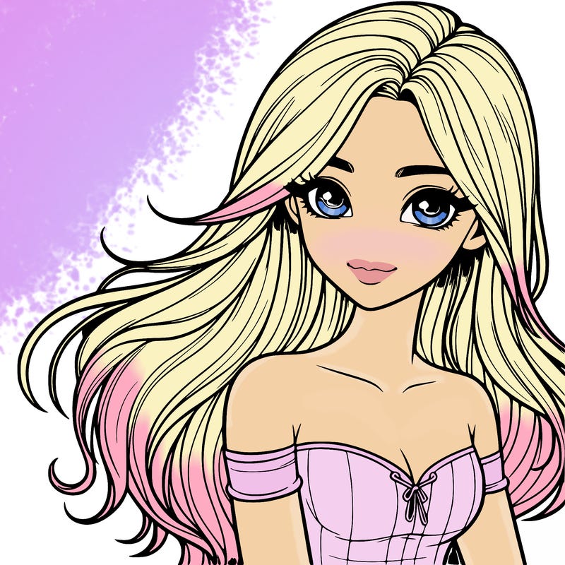 realistic girl with long hair