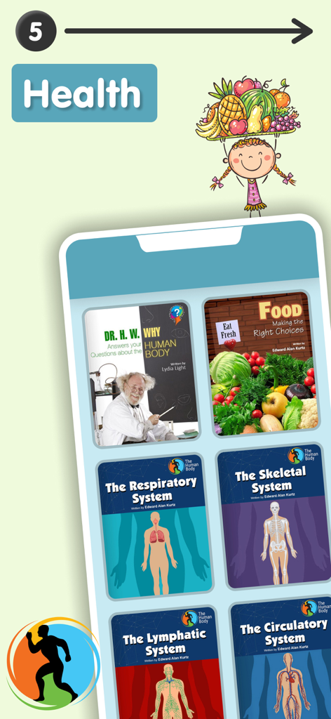 Educational health books for kids about the human body and nutrition.