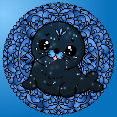 a cute baby seal mandala