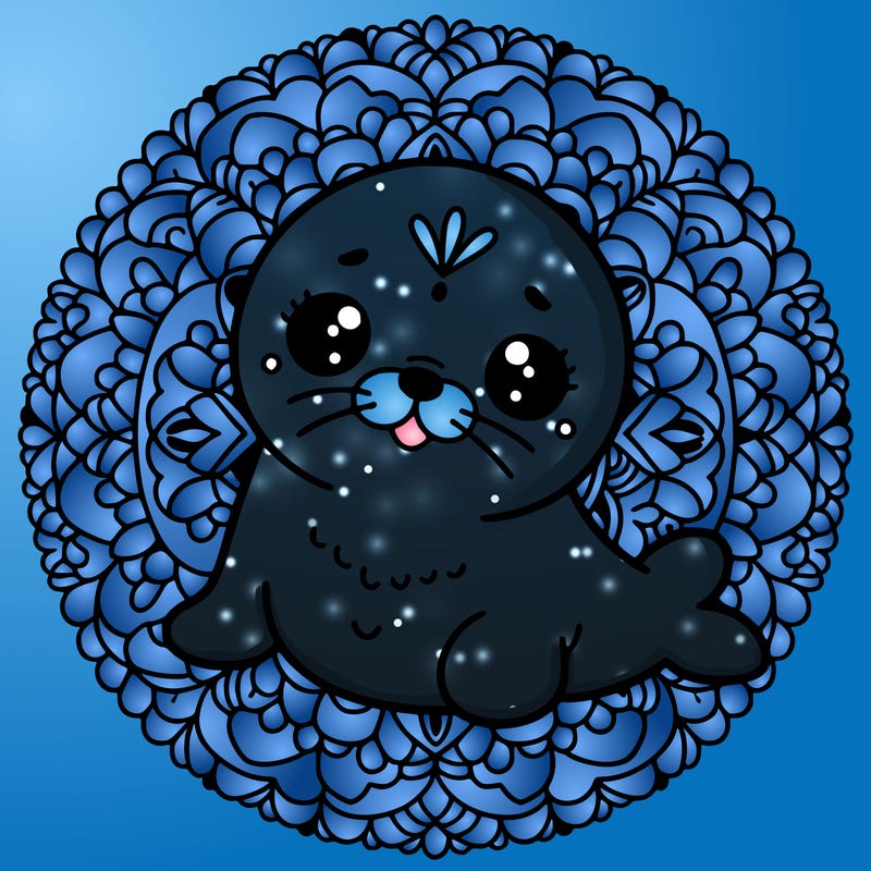 a cute baby seal mandala