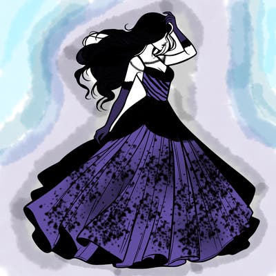 realistic woman with dress flowing in the wind