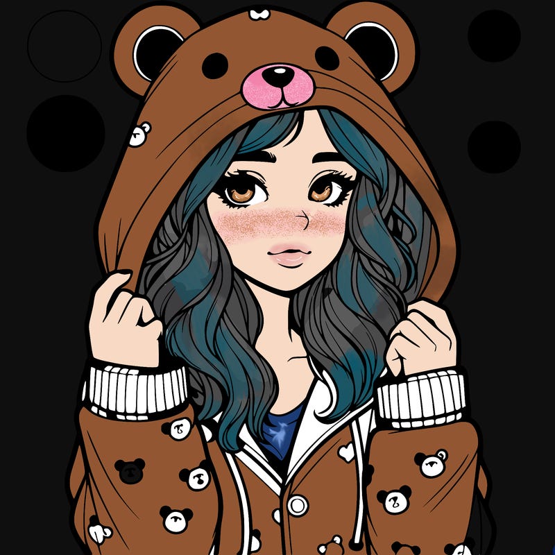 realistic girl in a animal pjs hoodie