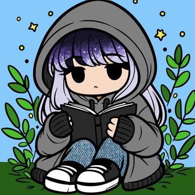 girl in oversized hoodie reading a book