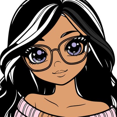 girl with beautiful eyes, hair, and glasses