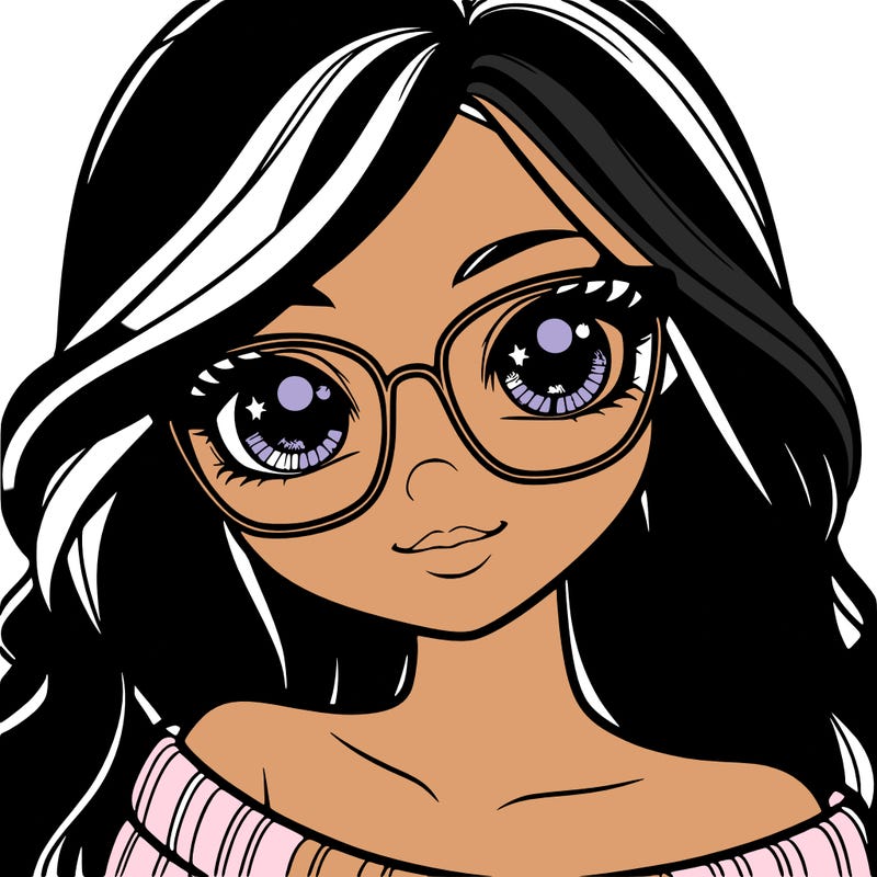 girl with beautiful eyes, hair, and glasses