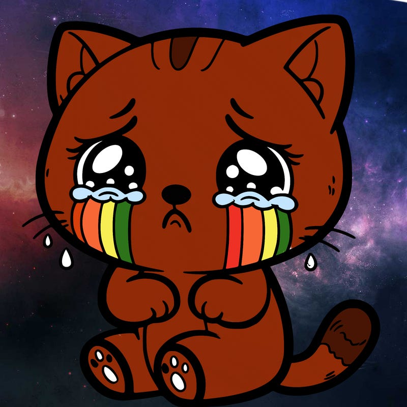 a crying very sad cat