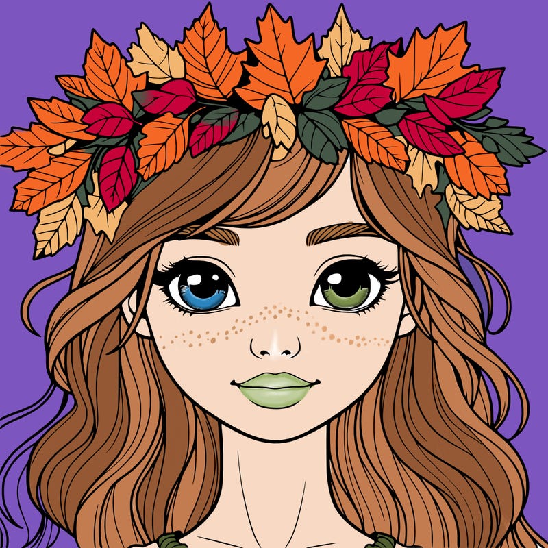 realistic girl with fall leaf crown