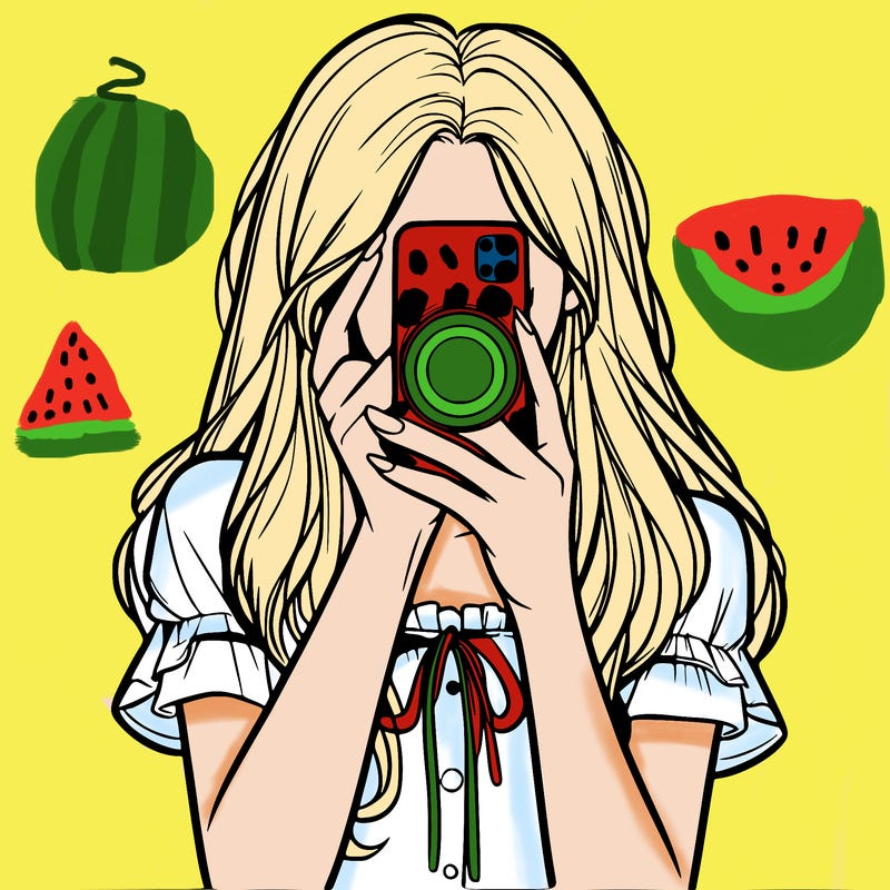 a realistic girl holding her phone taking pictures