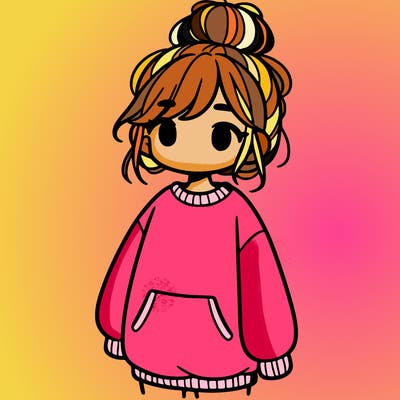 girl with baggy sweatshirt and messy bun