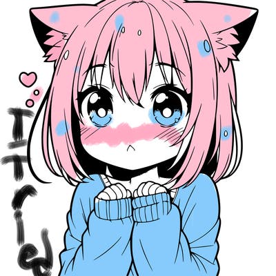 shy anime catgirl