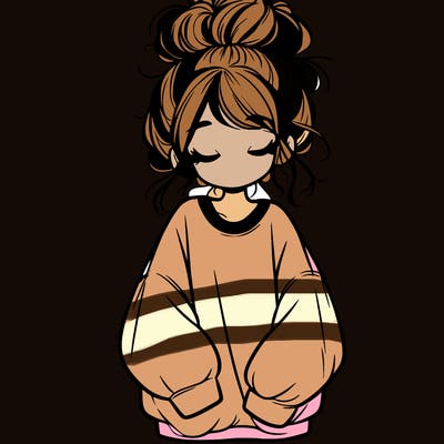 girl with baggy sweatshirt and messy bun
