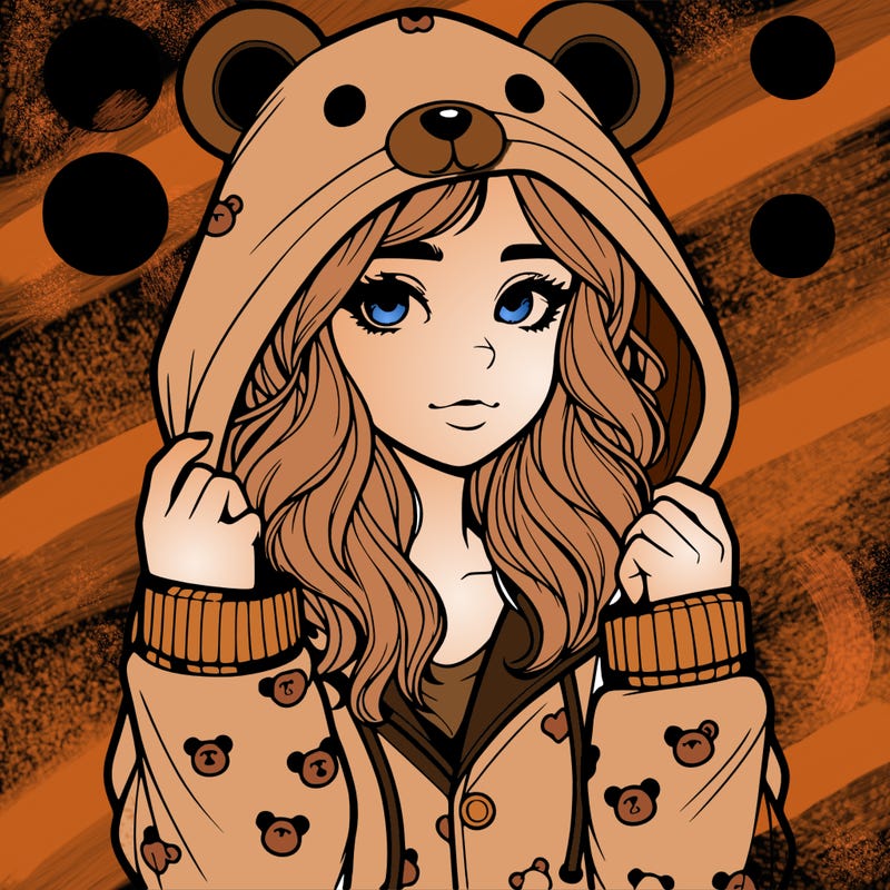 realistic girl in a animal pjs hoodie