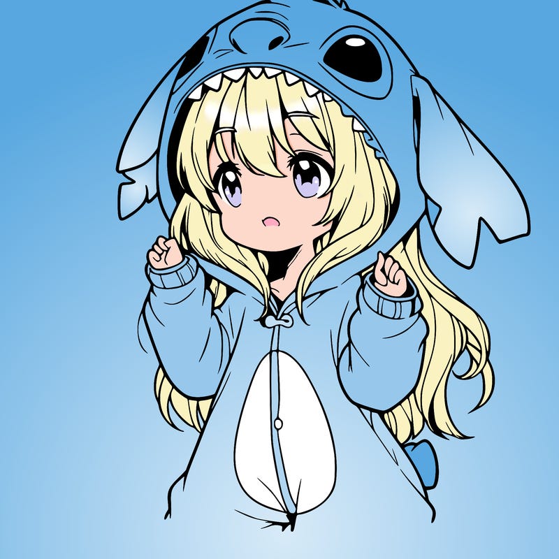 anime girl in a stitch onsie