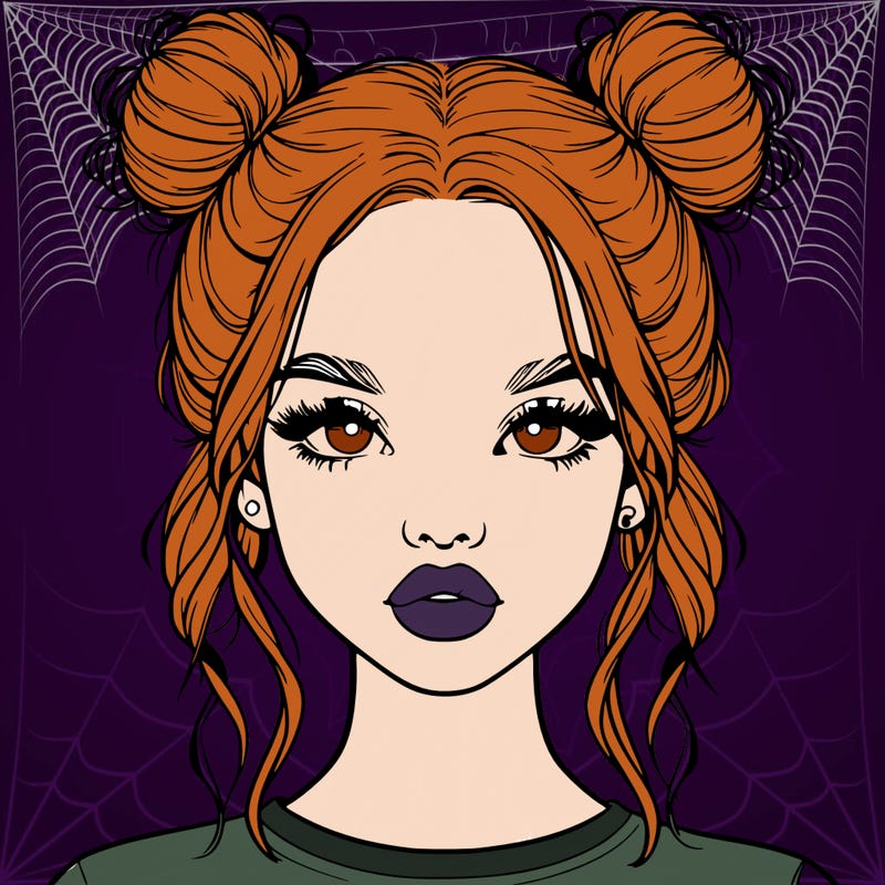 realistic girl with two buns in hair and lips