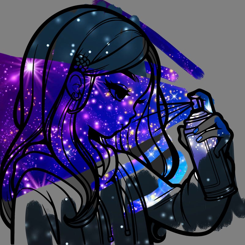 a realistic girl spray painting