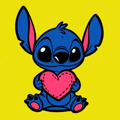stich holding a heart