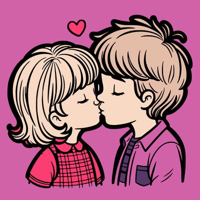 boy and girl kissing