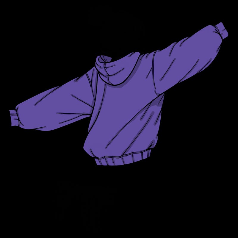 realistic girl jumping with a bun and oversized sweatshirt