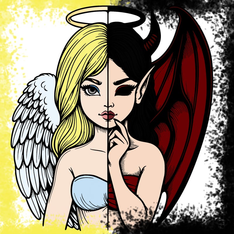 realistic angel half demon