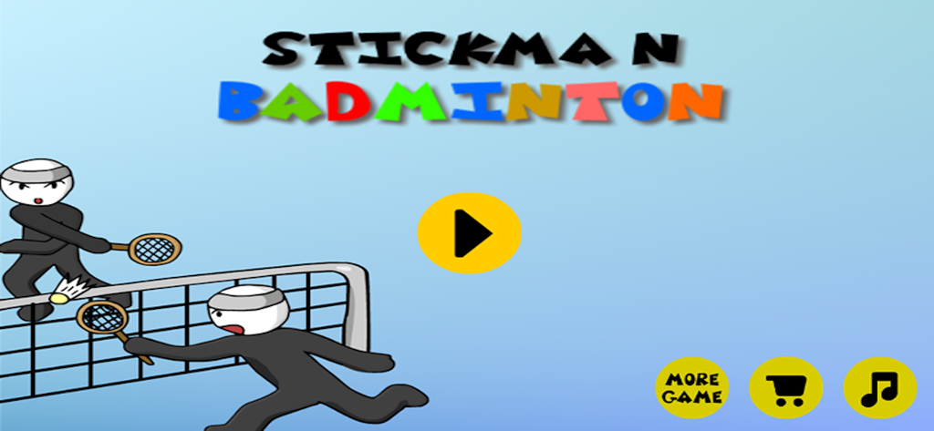 Stickman Badminton - Stickman characters playing badminton on the game menu screen