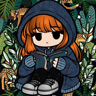 girl in oversized hoodie reading a book