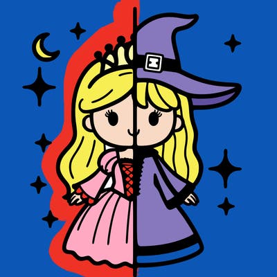split princess and witch