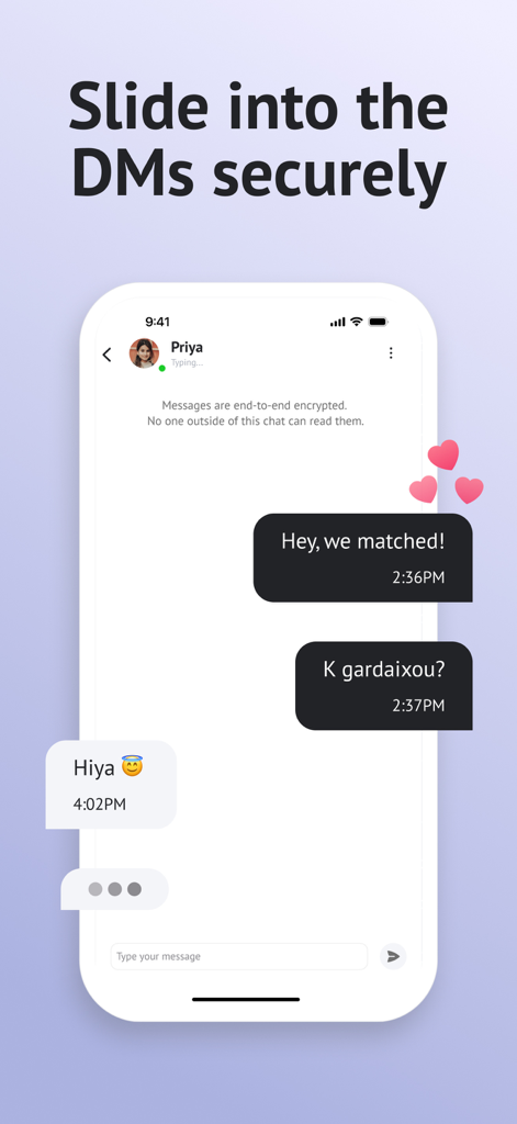 Milyo - Nepali Dating App - Secure messaging interface in Milyo Nepali dating app with encryption notification