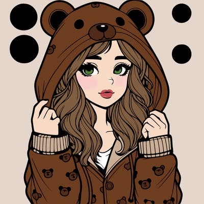 realistic girl in a animal pjs hoodie