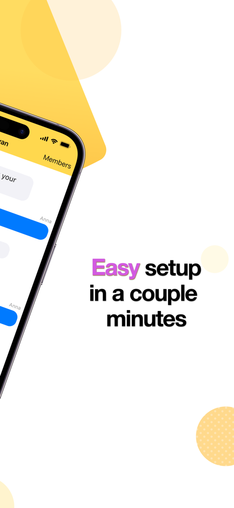 BrightCanary Parental Controls - BrightCanary app interface on a smartphone with text highlighting easy setup in a couple minutes
