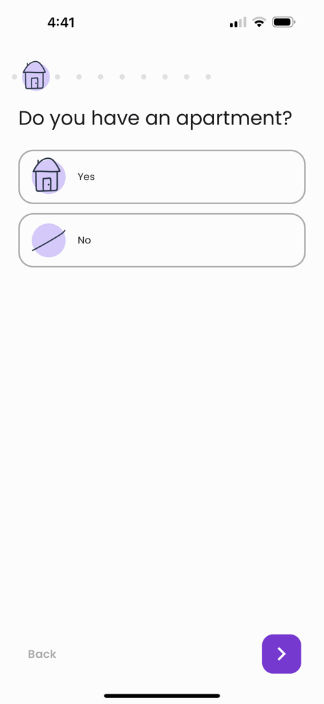 Loby app onboarding screen asking if the user already has an apartment