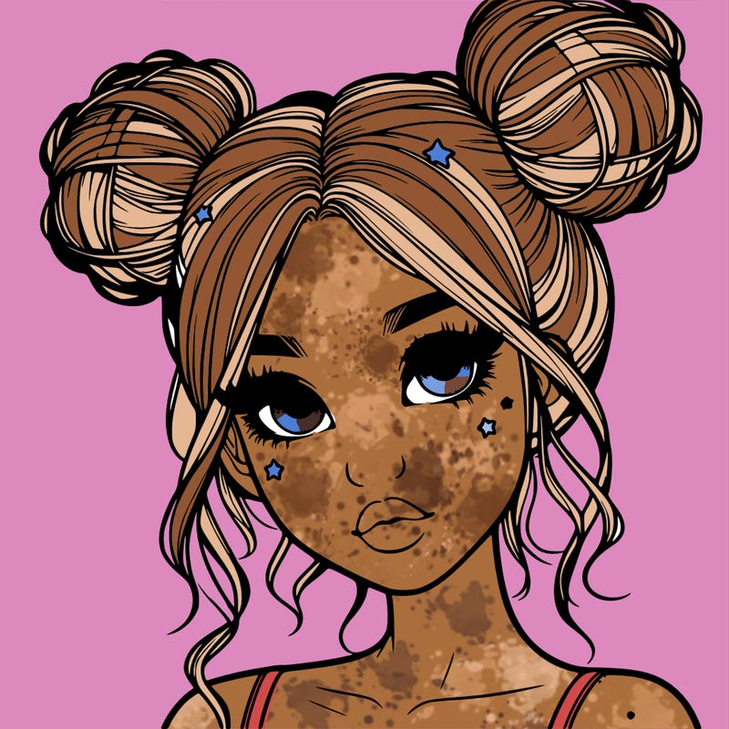 realistic girl with space buns