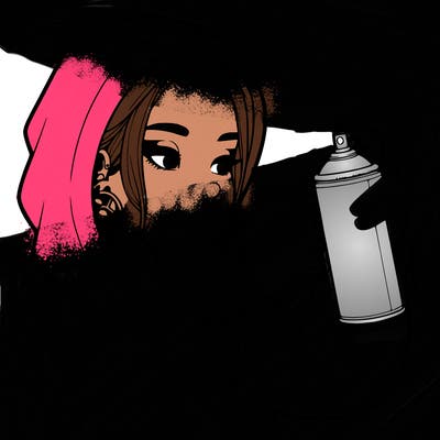 a realistic girl, spray painting