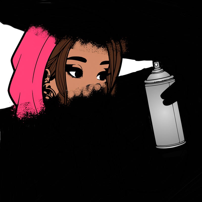 a realistic girl, spray painting