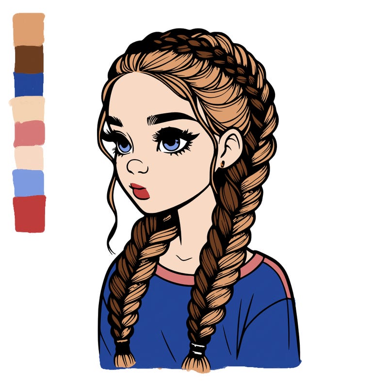 realistic girl with braids