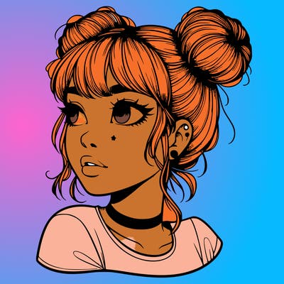 realistic girl with spacebuns