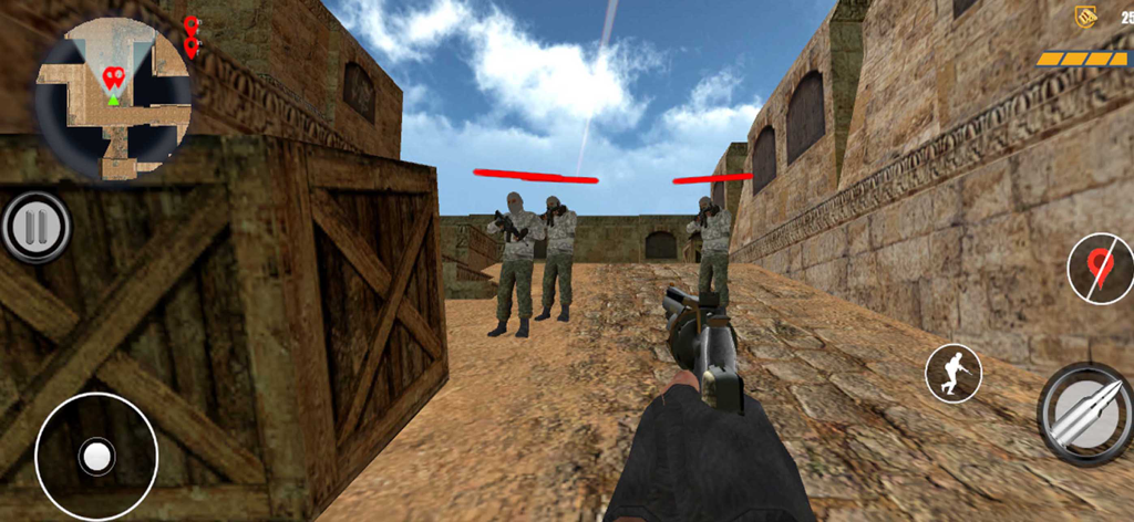Fps commando Shooting Warzone - First-person view of a tactical shooting mission in Fps commando Shooting Warzone showing enemies and combat environment.