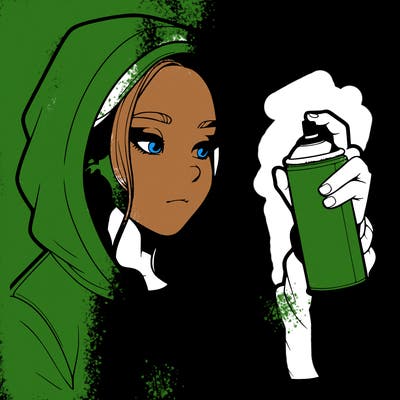 a realistic girl, spray painting