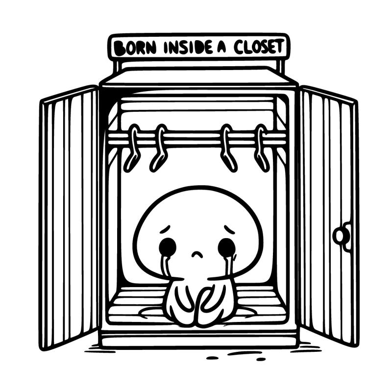 born inside an empty closet, sad