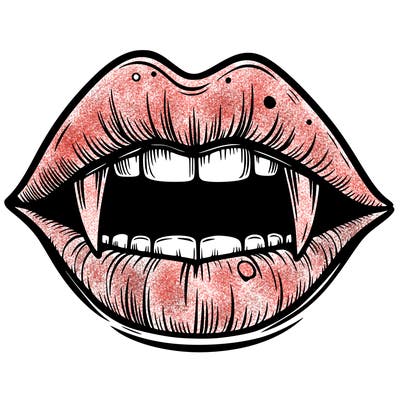 lips with vampire teeth