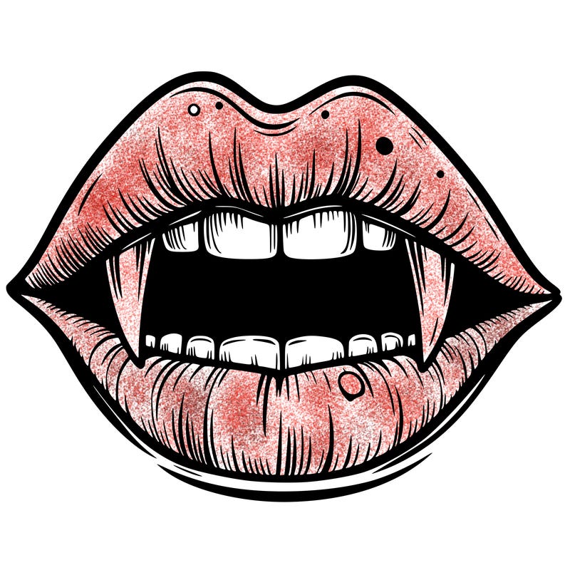 lips with vampire teeth