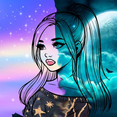 realistic girl with a high ponytail