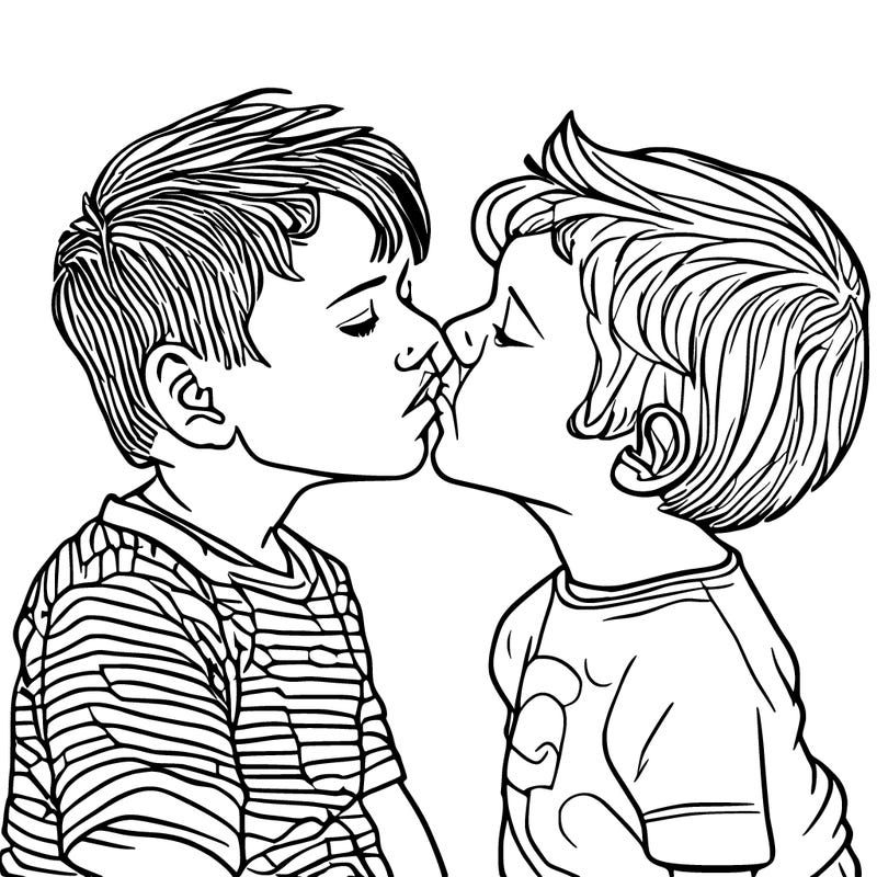 a girl kissing a boy