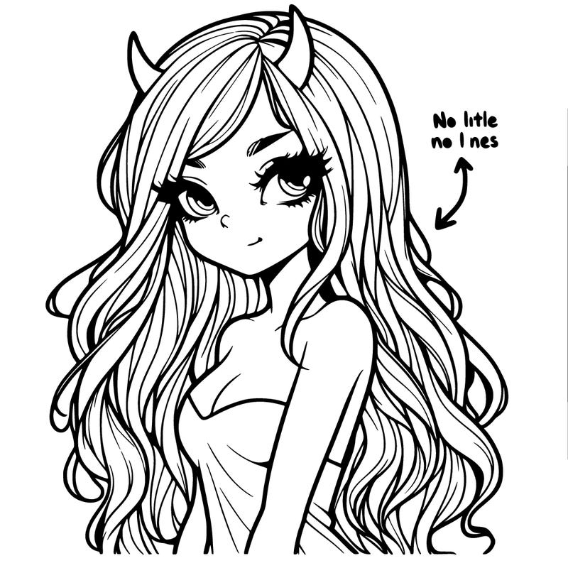a realistic girl devil with long hair