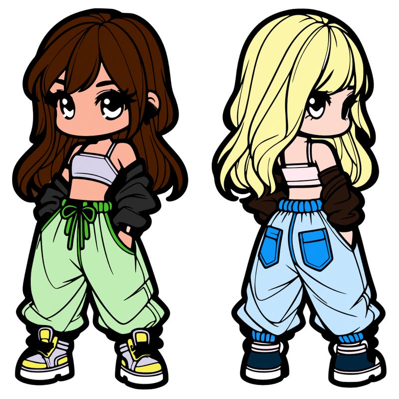 girl in crop top and baggy pants