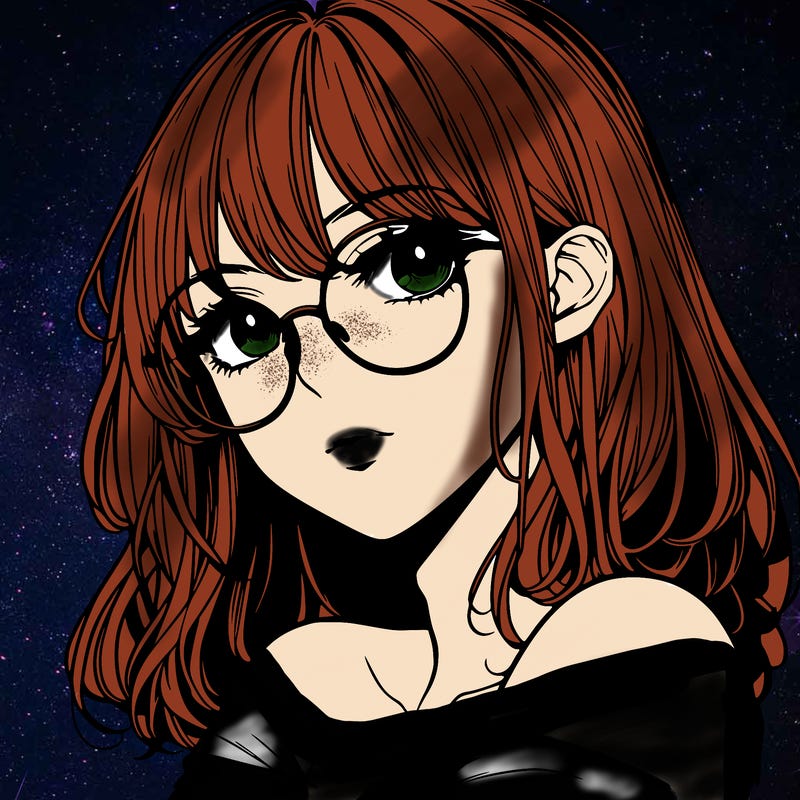 manga woman character with glasses and nice lips