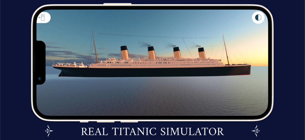 Side view of the Titanic ship in the 4D simulator app