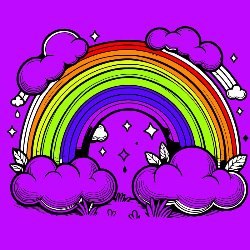 realistic rainbow and clouds