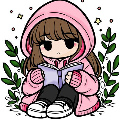 girl in oversized hoodie reading a book