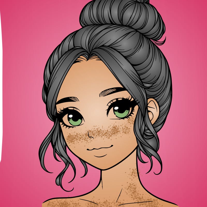 realistic pretty girl with hair in bun