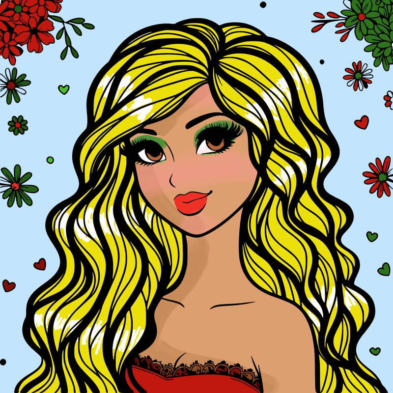 pretty woman with long wavy hair